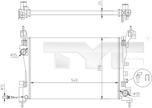 TYC 725 0044 R Radiator motorkjøling TYC 725 0044 R Radiator motorkjøling