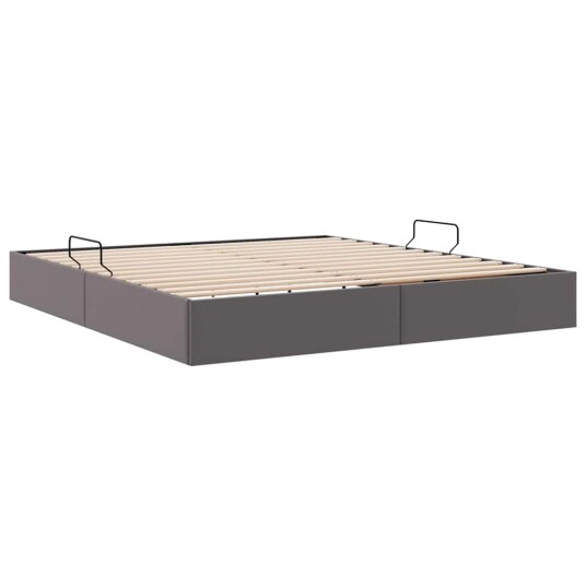 Seng med Oppbevaring med madrass Grå 180 x 200 cm Kunstlær