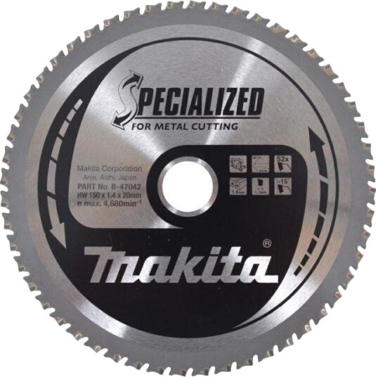 Makita A-96104 Sirkelsagblad for metall - 150x20mm, 52T Makita A-96104 Sirkelsagblad for metall - 150x20mm, 52T