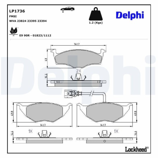 Bremseklosser DELPHI LP1736 Bremseklosser DELPHI LP1736