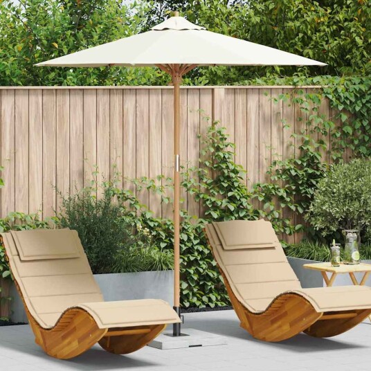  Hageparasol Kremhvit 217x230 cm Bambus