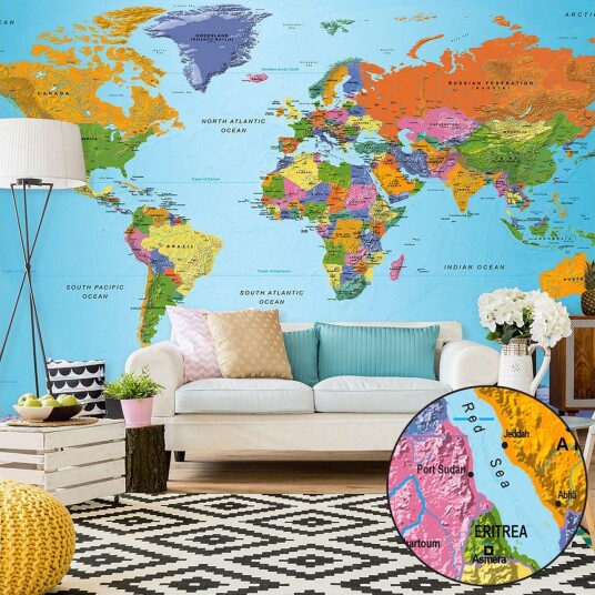Fototapet XXL Verdenskart Fargerik Geografi II 500x280 - Artgeist sp. z o. o.
