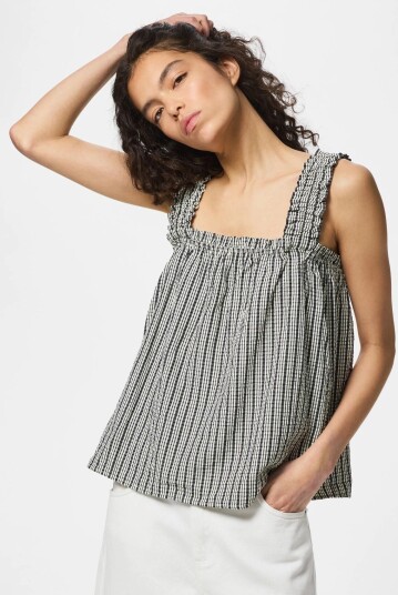 Pieces Pcabrielle Sl Strap Top Wvn D2D   Black   L