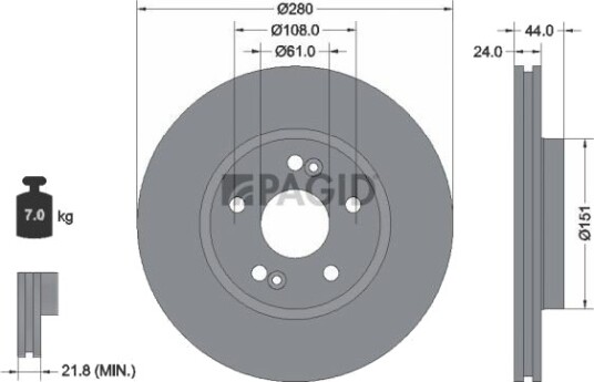PAGID 54138NC Bremseskive