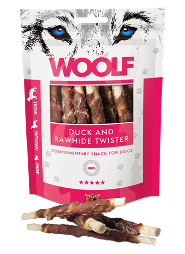 Woolf Duck & Råhud Twister 100g - Hundesnacks
