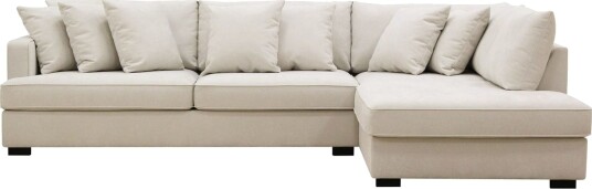 Rossita 4 seters Høyrevendt L formet Dyp Sjeselongsofa i Stoff Beige Rossita 4 seters Høyrevendt L formet Dyp Sjeselongsofa i Stoff Beige