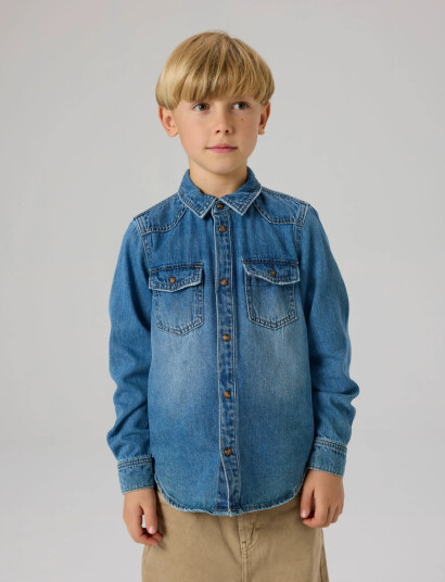 Name It Nkmkim Oz Dnm Ls Shirt 6677 Oz T Blue 164