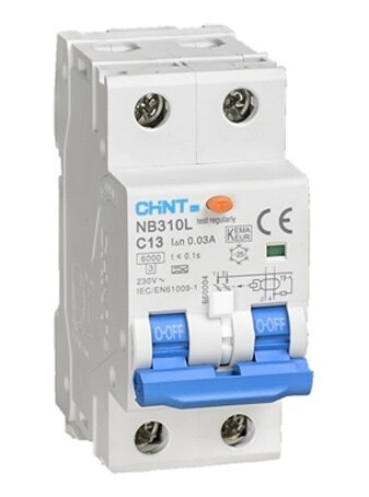 Chint Jordfeilautomat 2 Moduler 2-pol 6A B-Kar 30mA