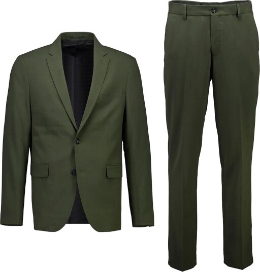 Lindbergh Plain Mens Suit   Normal Length   WOOD GREEN   58