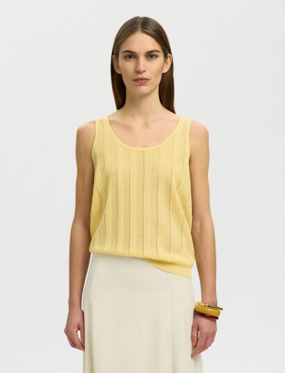 Selected Slwgloria Structure Sl Knit Top Ex Yellow L Selected Slwgloria Structure Sl Knit Top Ex Yellow L