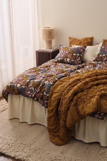 Ellos Home Sengesett Milly Tiger i vasket bomull 2 eller 3 stykker Beige