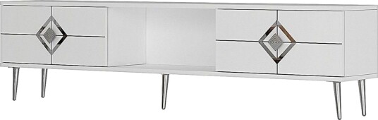 Cleryn TV benk 150 cm Hvit/Sølv