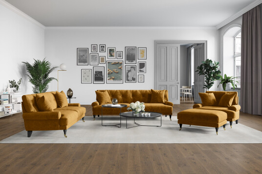 Loveseat Webber Fløyel Amber|Messing