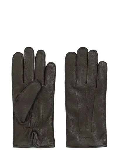 GANT Cashmere Lined Leather Gloves   Brown   S