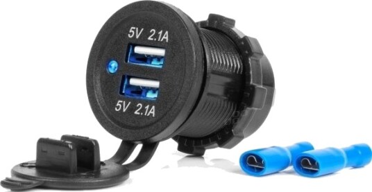 Amio BilLader Usb Vanntett 4.2A 2Xusb 12V/24V Amio 04217