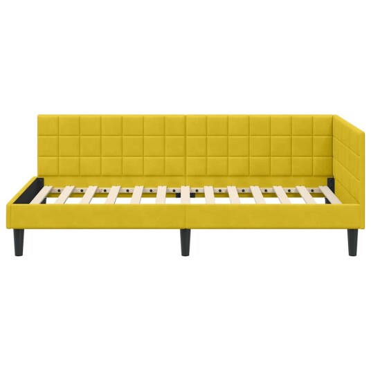 Hjørnesengramme med hodegjerde Gul 90 x 190 cm Fløyel Hjørnesengramme med hodegjerde Gul 90 x 190 cm Fløyel