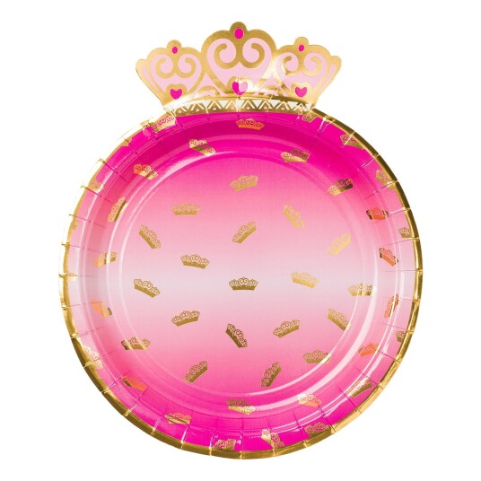 Design House Papptallerken Prinsessekrone Rosa - 8-pakning