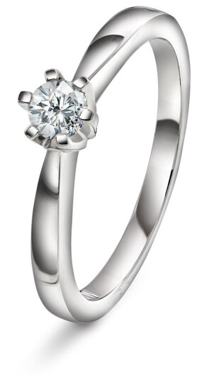 Olivia, Ring i 585 hvitt gull med diamant 0,20ct, størrelse 50