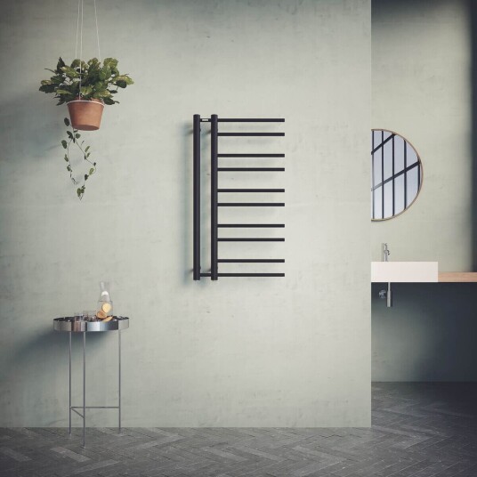 Nordhem Tjolöholm Håndkletørker 500x940 mm, Vann/Strøm, Sort Matt