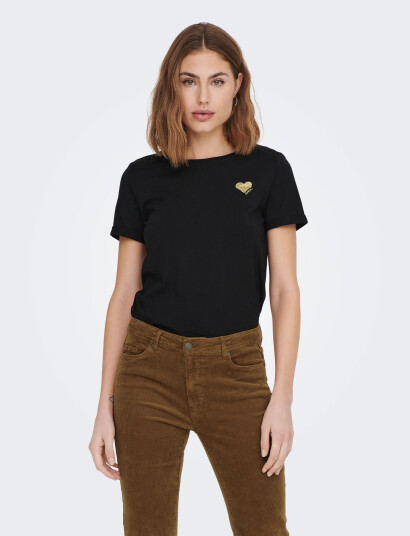 ONLY Onlkita S/S Top Noos - Black - M