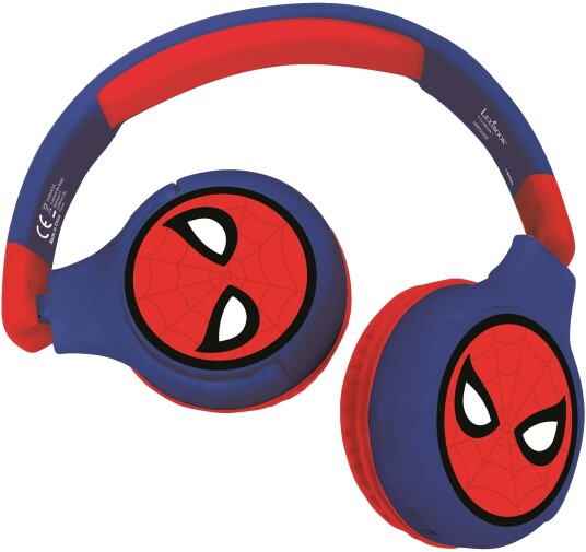 Lexibook Spiderman HPBT010SP - Hodetelefoner med mikrofon - on-ear - Bluetooth - trådløs, kablet - 3,5 mm jakk - blå, rød