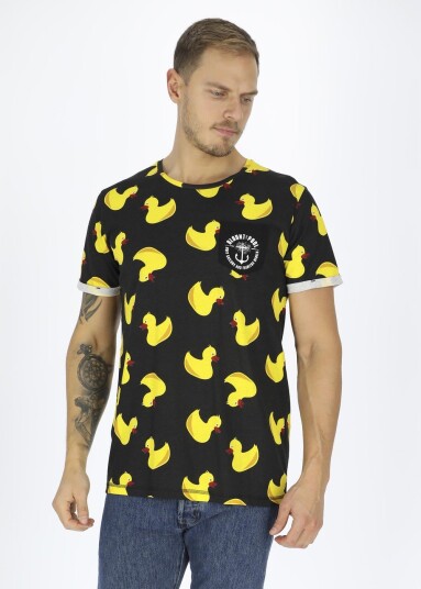 Blount & Pool Tropical Pocket Tee Black Yellow Duck 4xl Strandklær