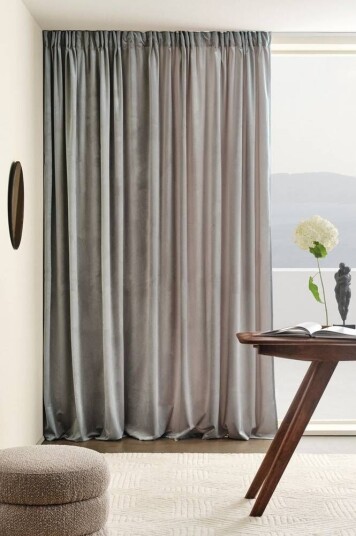 Jotex SAVANNAH RECYCLED gardin med multifunksjonsbånd 1 lengde - ekstra bred Gråbrun 1688164-03-300 1688164-02-220