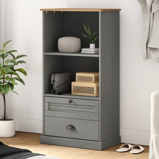 vidaXL Bokhylle VIGO gr? 60x35x114,5 cm heltre furu
