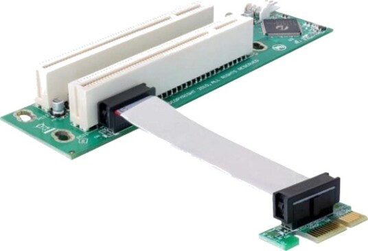 Delock Riser Card Pci Express X1 > 2X Pci 32Bit 5 V With Flexible Cable 9 Cm Left Insertion Stigekort 41341