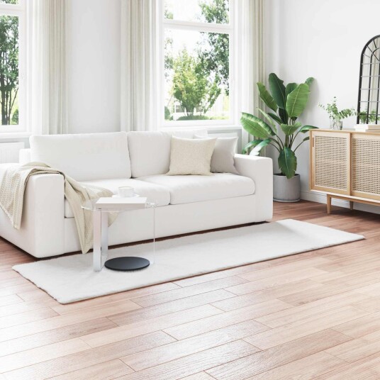Kunstpels Kanin Teppe Olite Hvit 80 x 250 cm Polyester