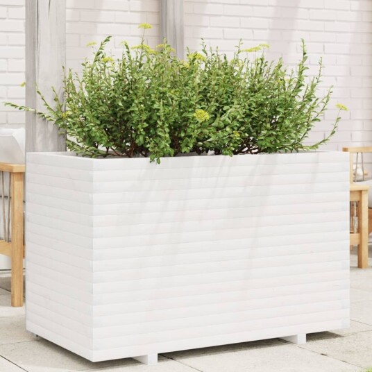  Plantekasse hvit 110x60x72 cm heltre furu