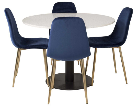 Venture Design Razzia & Polar spisegruppe Hvit/blå 4 st stoler & bord 106 cm