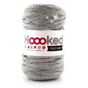 Hoooked Ribbon XL Stoffgarn Unicolor Lurex 1 Silver Glitter