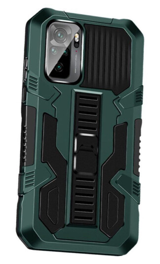 INCOVER Xiaomi Poco M5S / Redmi Note 10S Håndverker Deksel m. Diskret Kickstand - Svart / Grønn