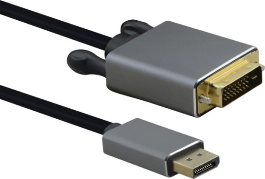 Helos Tilkoblingskabel Displayport-Plugg/Dvi-Plugg Premium 1,0M Sort