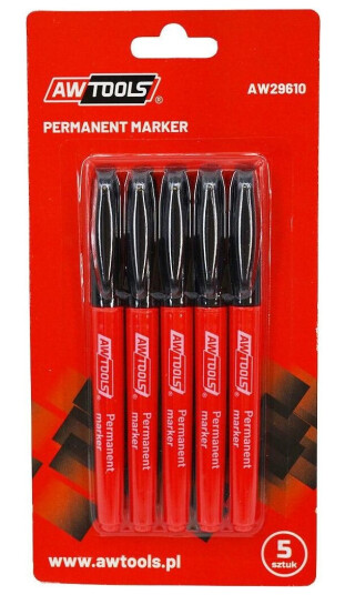Awtools Awtools Markery Permanentne Cienkie Sort 5Szt. Aw29610
