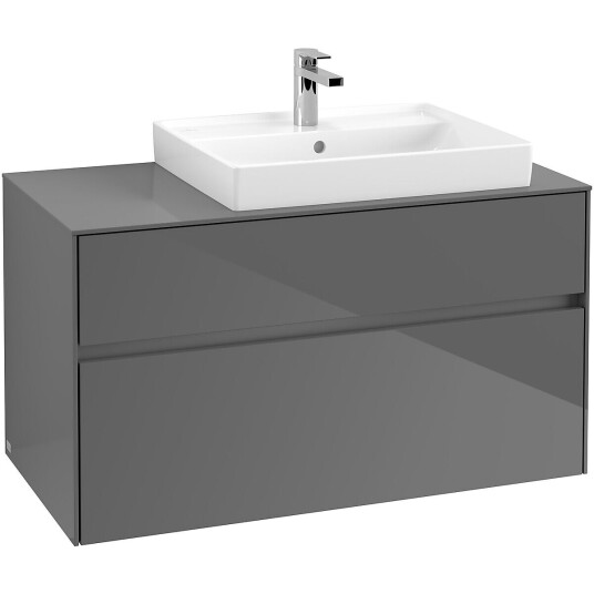 Villeroy & Boch Collaro Servantskap med 2 skuffer 100x50x54,8 cm u/lys Grå Høyglans Villeroy & Boch Collaro Servantskap med 2 skuffer 100x50x54,8 cm u/lys Grå Høyglans