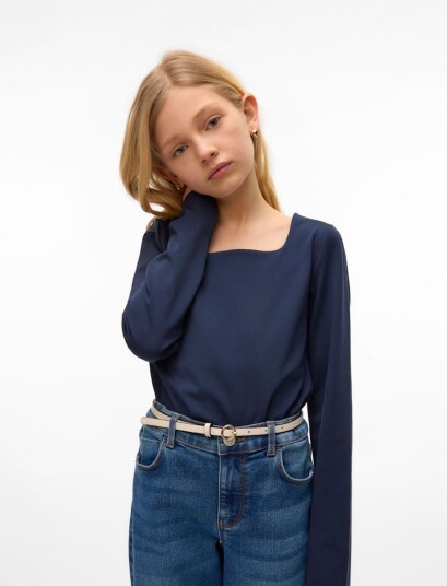 Vero Moda   Topp vmMillion LS Square Top 2 way Jrs G   Blå