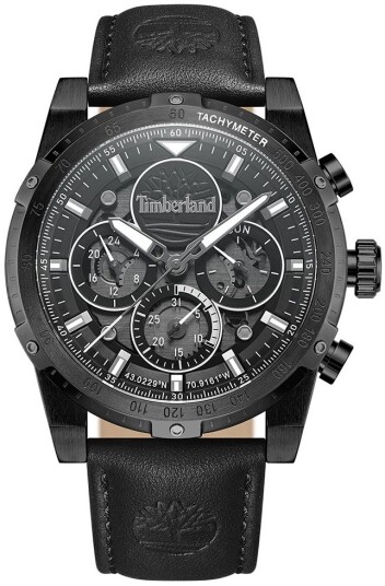 Timberland Herreklokke TDWGF0009402 Sherbrook Sort/Lær Ø46 mm