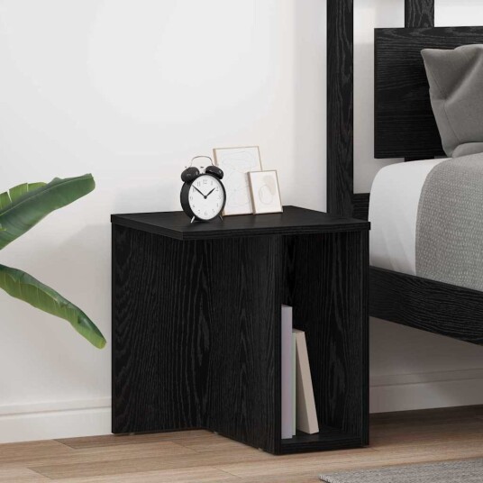 vidaXL Avlastningsbord 2 pcs Svart Eik 37 x 32 x 40 cm Konstruert tre