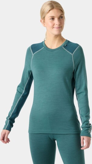 Helly Hansen Dame Lifa Merino Mellomvekt Crew Basislag Grønn S