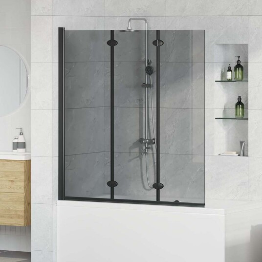 vidaXL Dusjinnhegning Svart 130 x 138 cm ESG Glass Og Aluminium