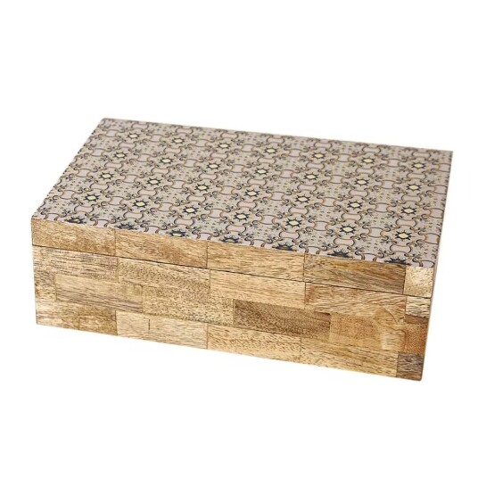 Romimex Dekorasjonsboks Brun Beige Harpiks Tre MDF 23 x 8 15 cm