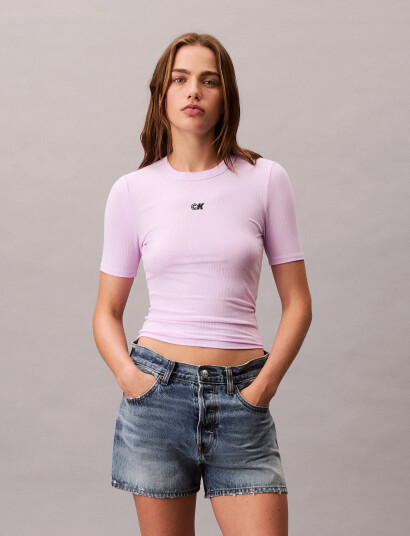 Calvin Klein Jeans A- Modal Rib Tee (Essential) - Pink - XXS Calvin Klein Jeans A- Modal Rib Tee (Essential) - Pink - XXS
