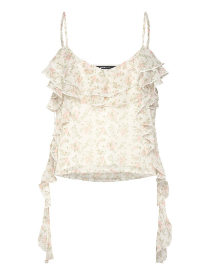 Gina Tricot Frill Singlet - Multi/patterned - XL