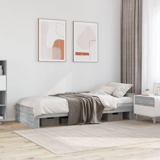  Sengeramme grå sonoma 100x200 cm konstruert tre 8721102821929