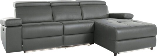 Hjørnesofa 3 seter Rayland Grå Lær/PU Høyre Manuell Recliner Grå Lær/PU Høyre Manuell Recliner