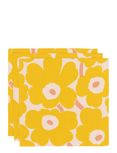 Marimekko Home Pieni Unikko Napkin 3 Pcs - Yellow - ONE SIZE