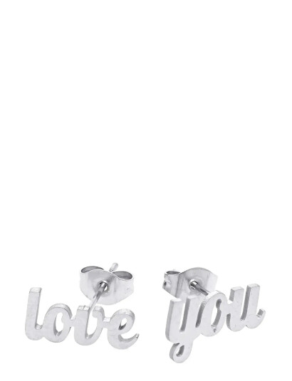 TIMI OF SWEDEN Ina Love You Stud Earrings Stainless Steel Silver One Size TIMI OF SWEDEN Ina Love You Stud Earrings Stainless Steel Silver One Size