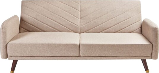 3 sitssoffa Beliani Senja Beige mörkt trä guld Beige Beige